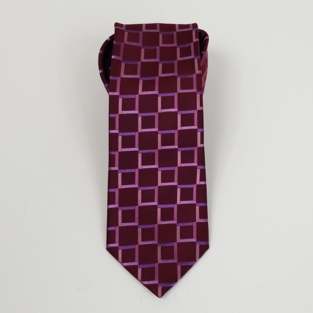 BCBG Attitude Silk Geometric Square Patterned Tie